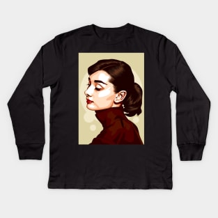 Audrey Hepburn - Vector Art Kids Long Sleeve T-Shirt